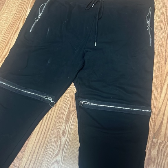 Stylish black joggers with faux zippers - Picture 2 of 5